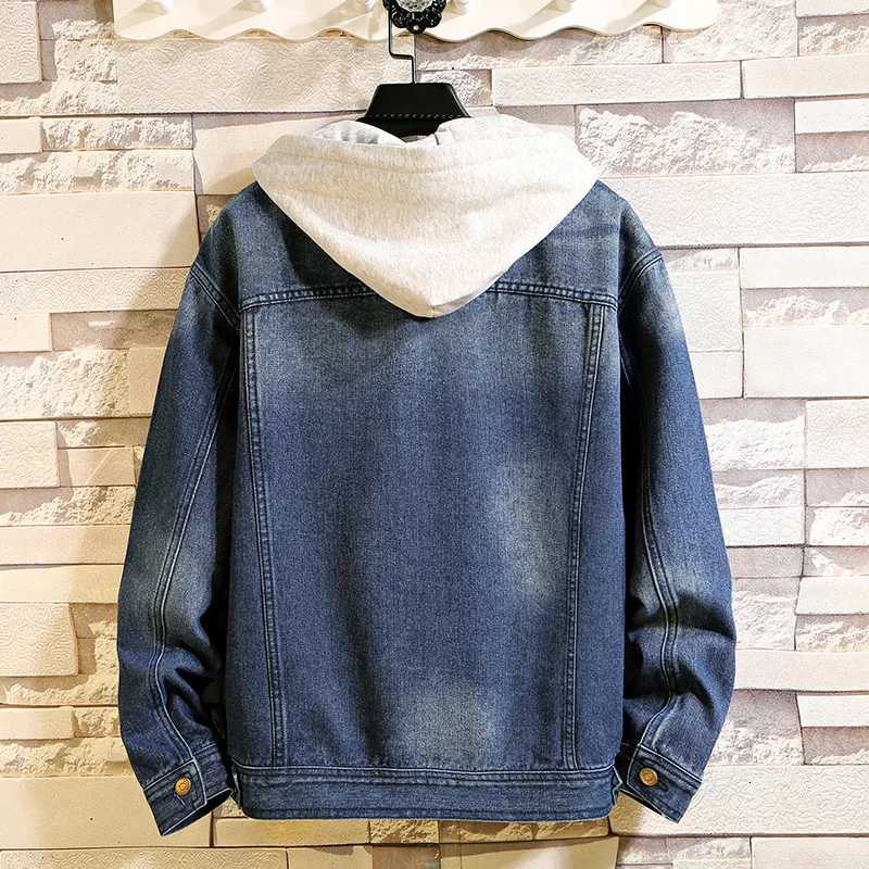 UYUK Fall/winter New Look Stylish And Temperamented With Loose Casual Hooded Denim Cotton Men's Cargo Jacket Clothes | Мужская