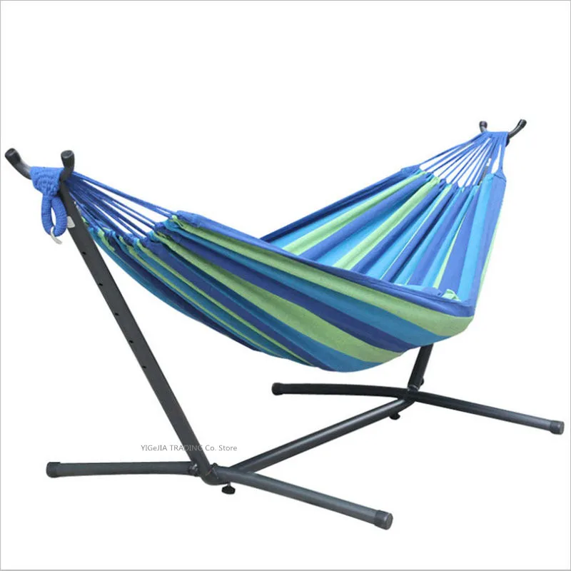 Outdoor/Indoor Hammock Stand Have Weather-Resistant & Adjustable Hanging Hooks, Canvas Cradle with Space Saving Solid Frame