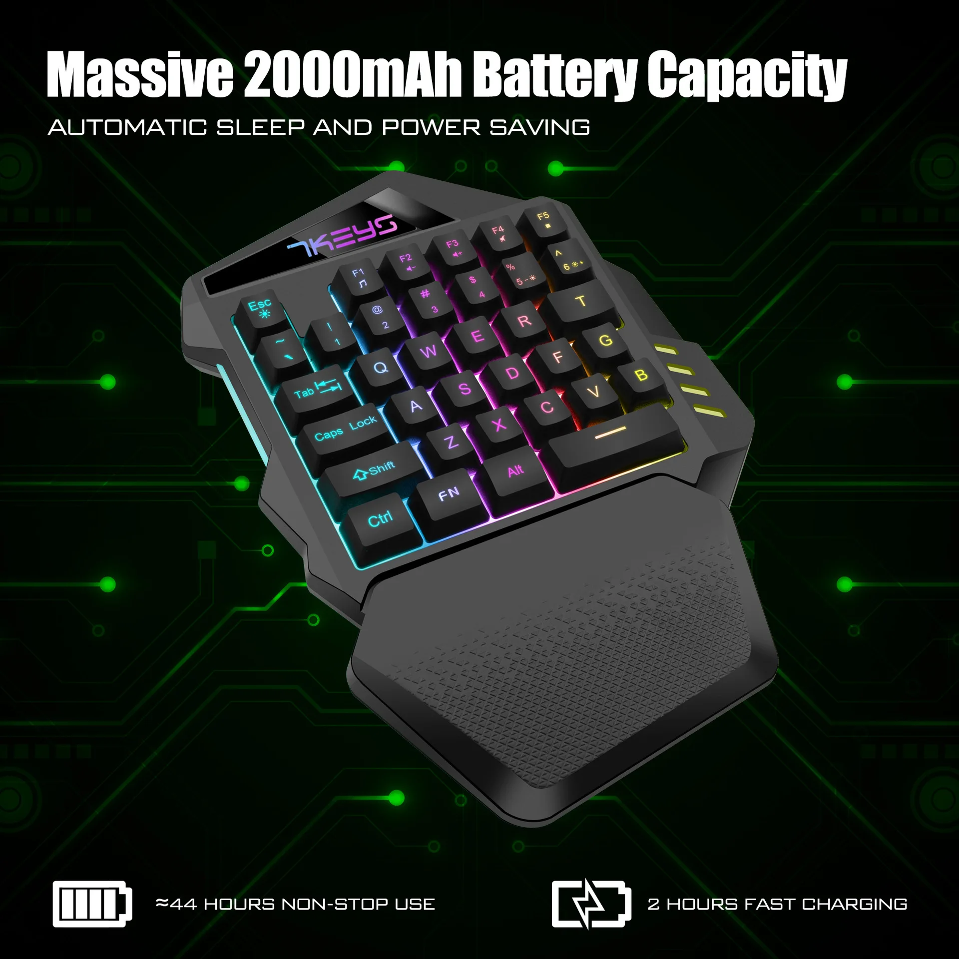 one handed gaming keyboard rgb backlit 35 keys portable colorful rechargeable 2000mah battery keyboard for ps4laptoppc gamer free global shipping