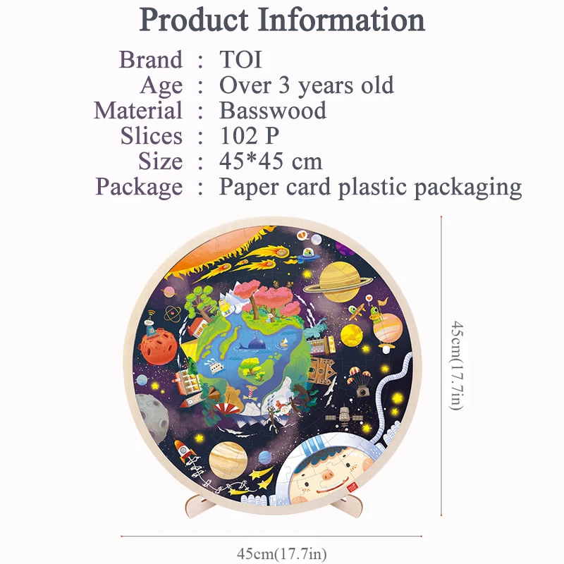 TOI Солнечный Системы головоломка Ранние обучающие игрушки 102P деревянный ребенка