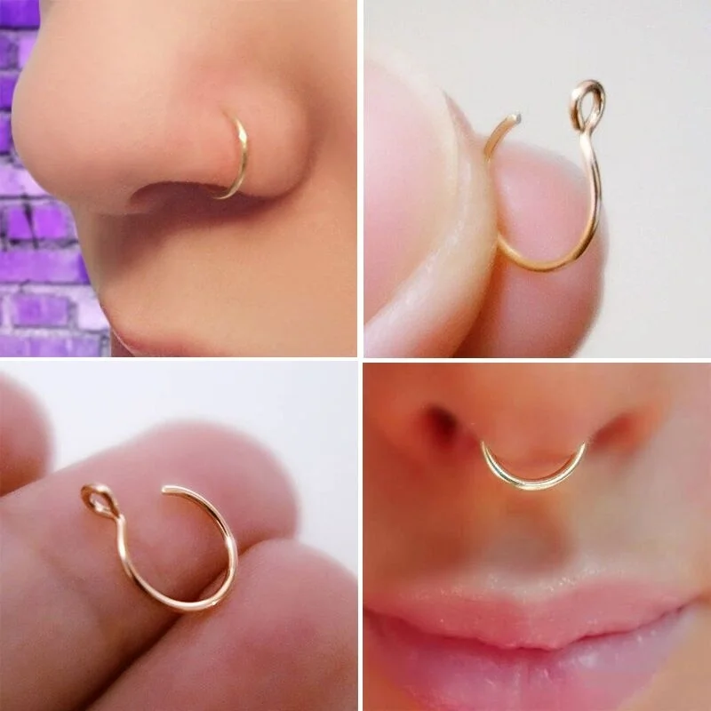 Feecolor 3 шт. 14K золото поддельные носовые кольца клипсы В Носу Кольцо в нос