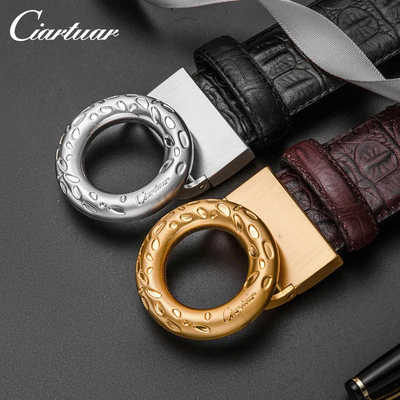 Круглый деловой мужской ремень с модной пряжкой Gentry ремни кожаный подарок Ceinture