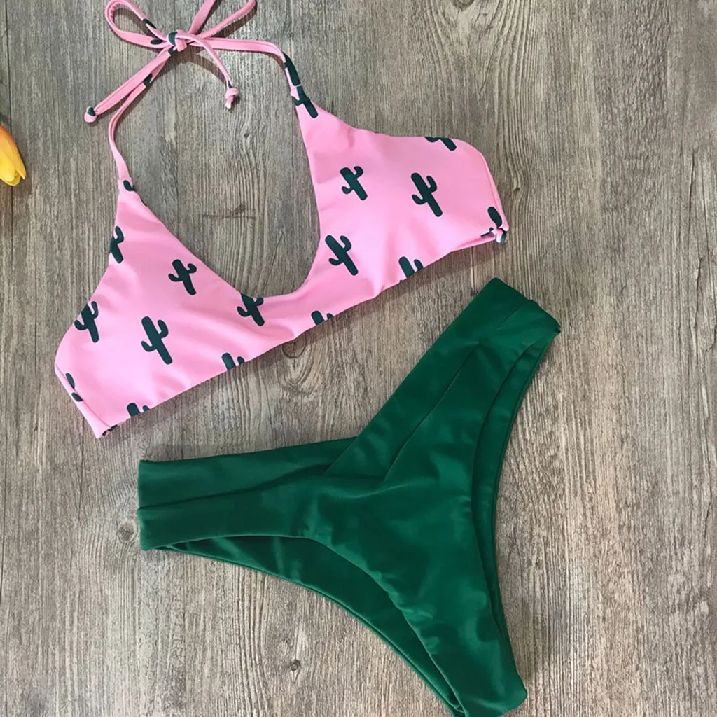 Купальник бикини с бандо женский купальник пуш ап женское микро принтом кактуса