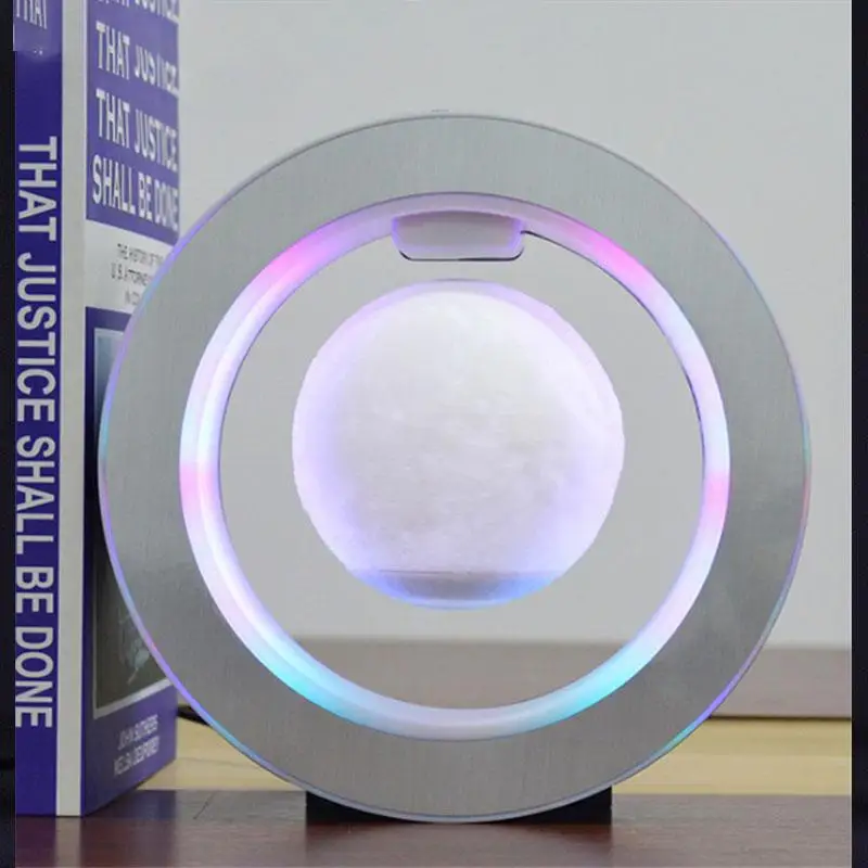 저렴한 2021 최신 자기 부상 달 램프 야간 조명 회전 달 플로팅 램프 홈 인테리어 휴일 LED 다채로운 빛