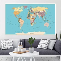 225150 cm the world political map non woven canvas painting large wall poster home decoration school supplies for kids