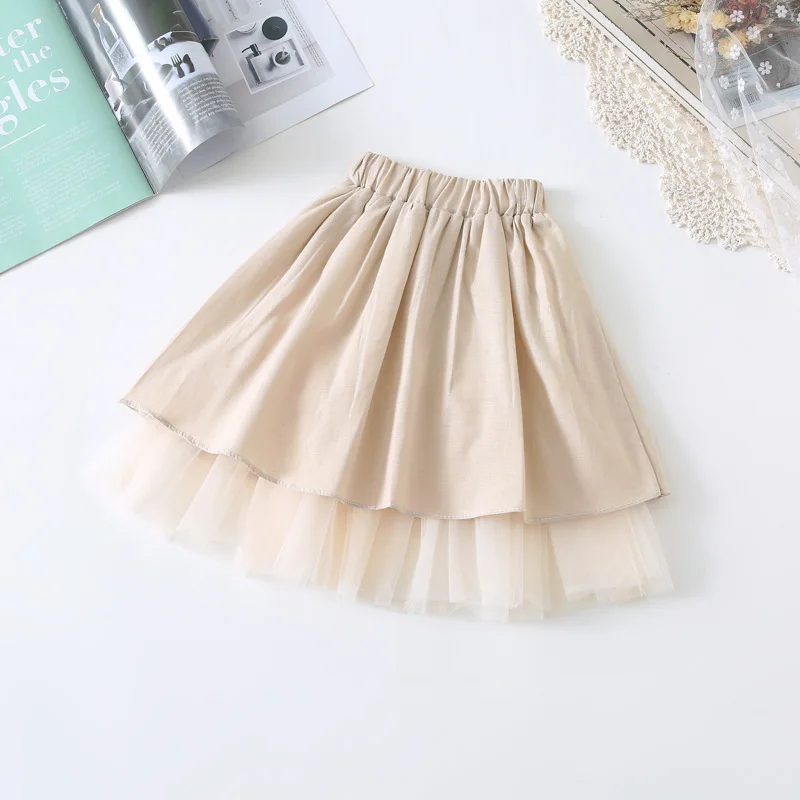 Хлопковая сетчатая Лоскутная юбка для девочек 2020 свободная повседневная детская