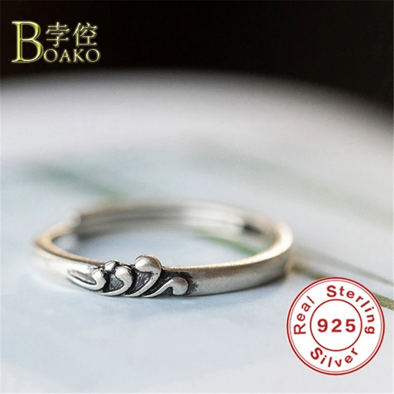 BOAKO Винтажное кольцо в форме гор для мужчин кольца из стерлингового серебра 925