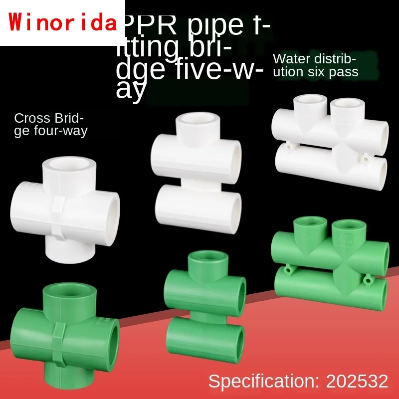

PPR20 / 25/32 Bridge Crossing Five-way Hot-melt Joint 1/2IN 3/4IN 1 Inch PPR Water Pipe Water Dividing Six-way Fitting