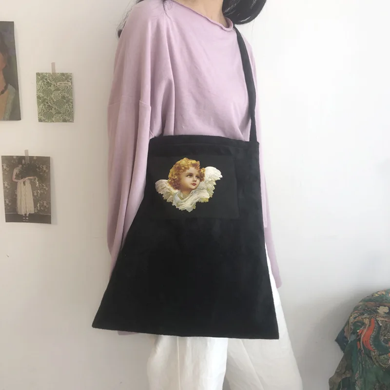 Youda новая Оригинальная бархатная сумка на плечо с принтом ангела Большая