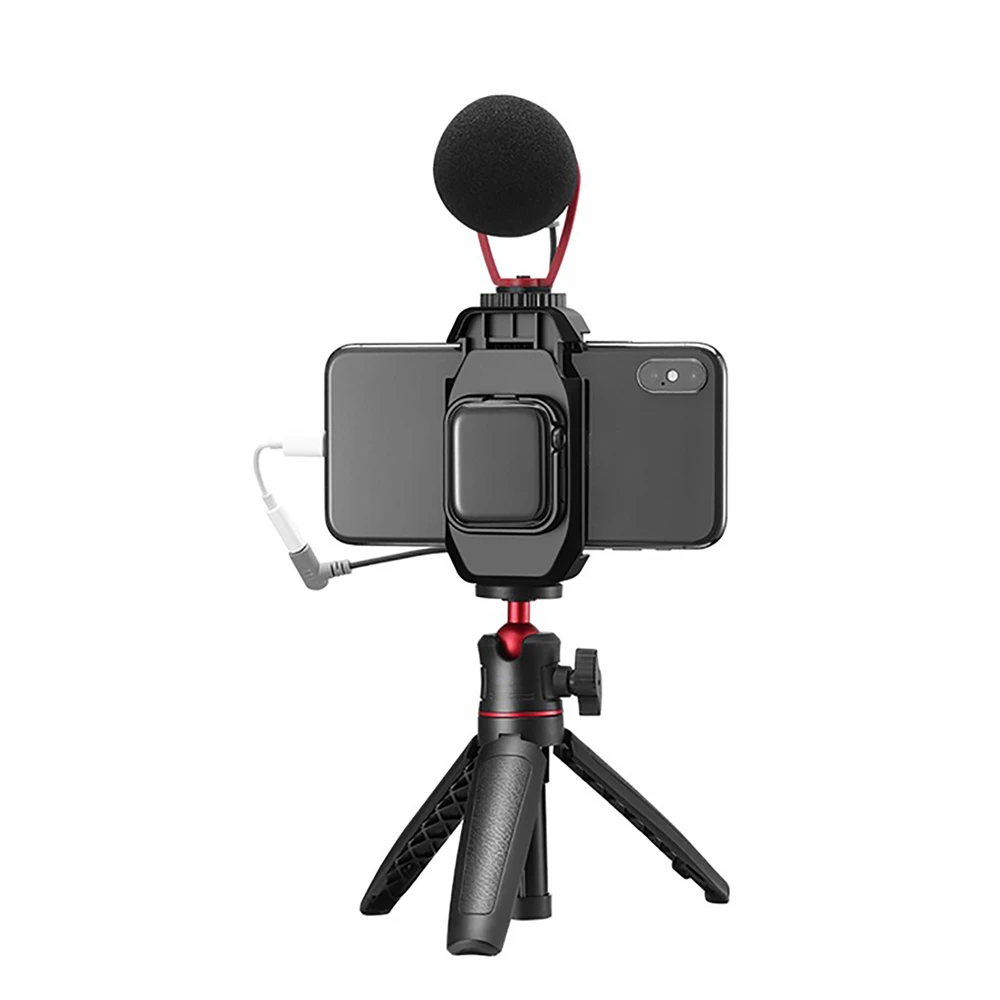 mobile phone selfie clip holder with 14 screw for apple watch series 5 vlog tripod mount with cold shoe free global shipping