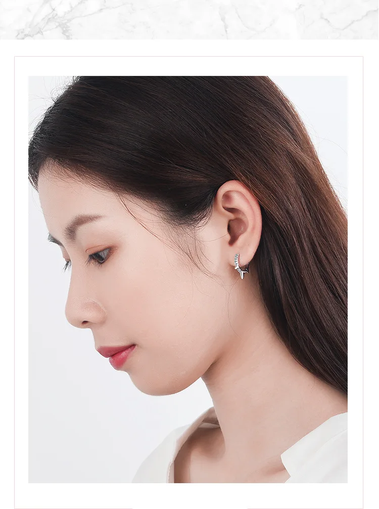 Ins Простой 925 Серебряный Цвет маленькие серьги два s Циркон в один ряд камень