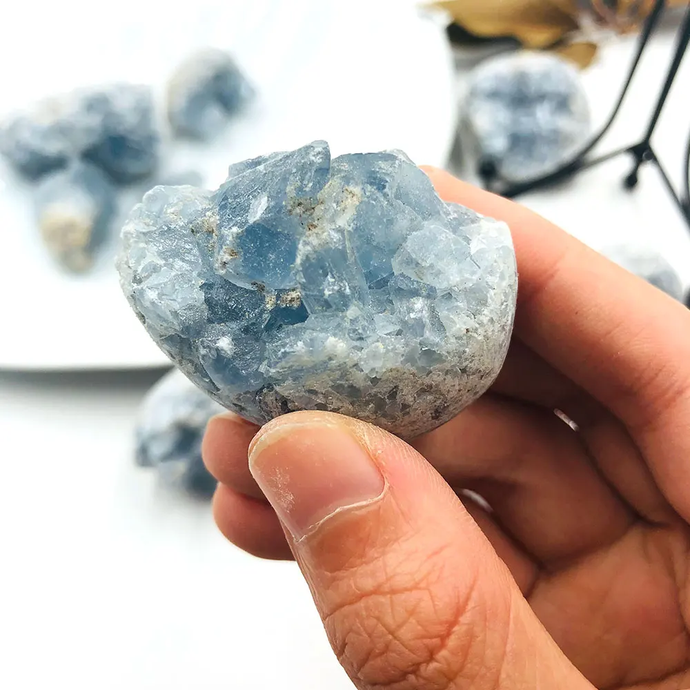 

1pc Natural Blue Celestite Quartz Crystals Cluster Healing Stones Mineral Home Room Decoration Druzy Geode Christmas Decor