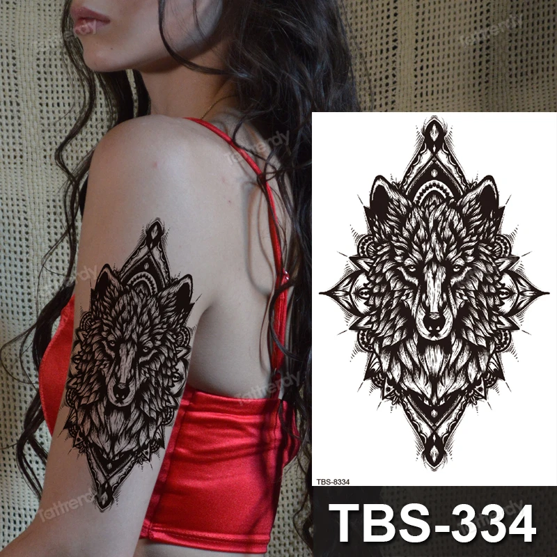 Тату-наклейки с драконом временные водостойкие Лев тигр татуировки черепом