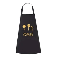 1pc apron black knife and fork print brief adult water and oil proof apron kitchen restaurant cooking bib aprons with pocket new