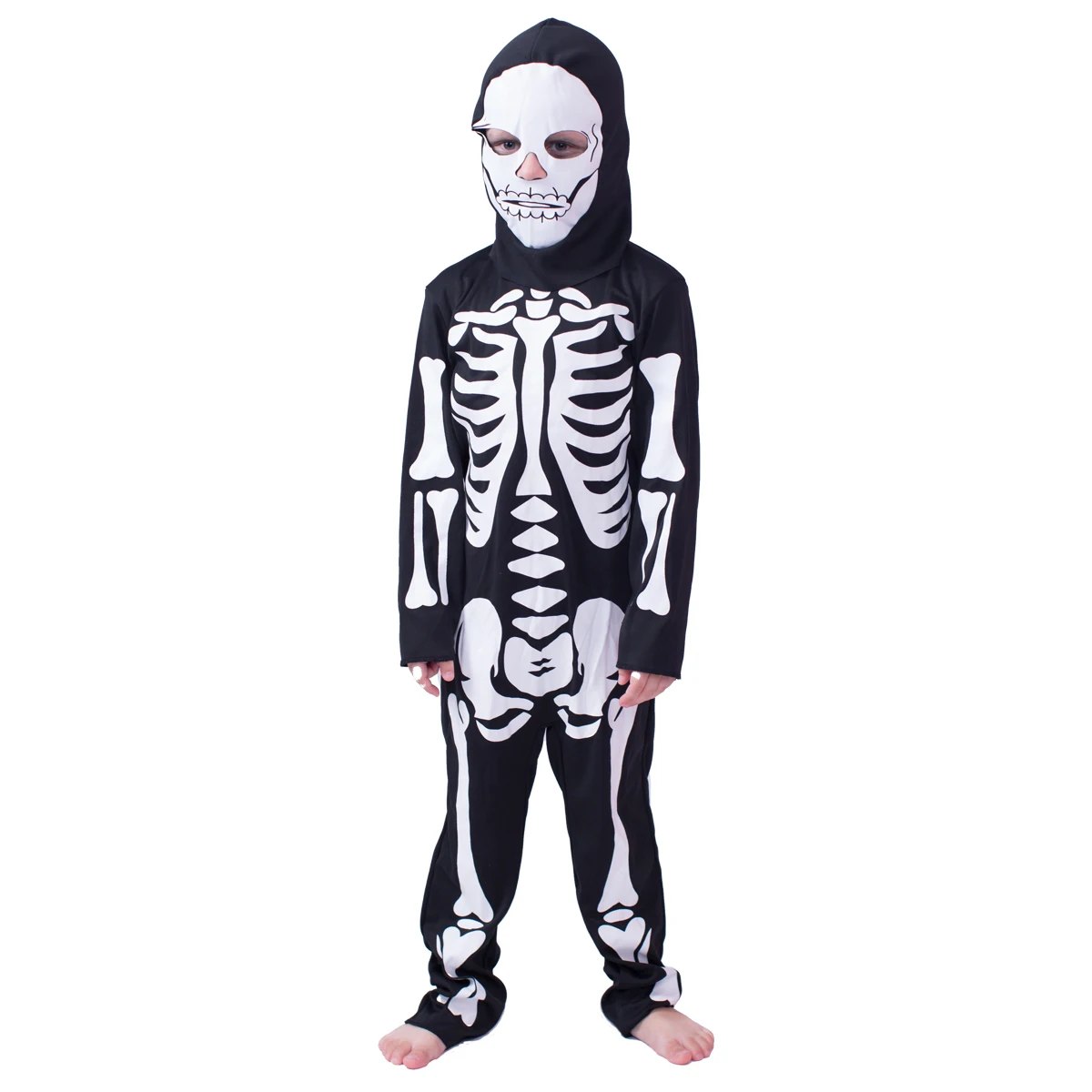 

Halloween Skeleton Costume Kids Skull Bones Jumpsuit Child Fancy Dress Scary Ghost Outfit Cosplay Carnival Party Set with Mask