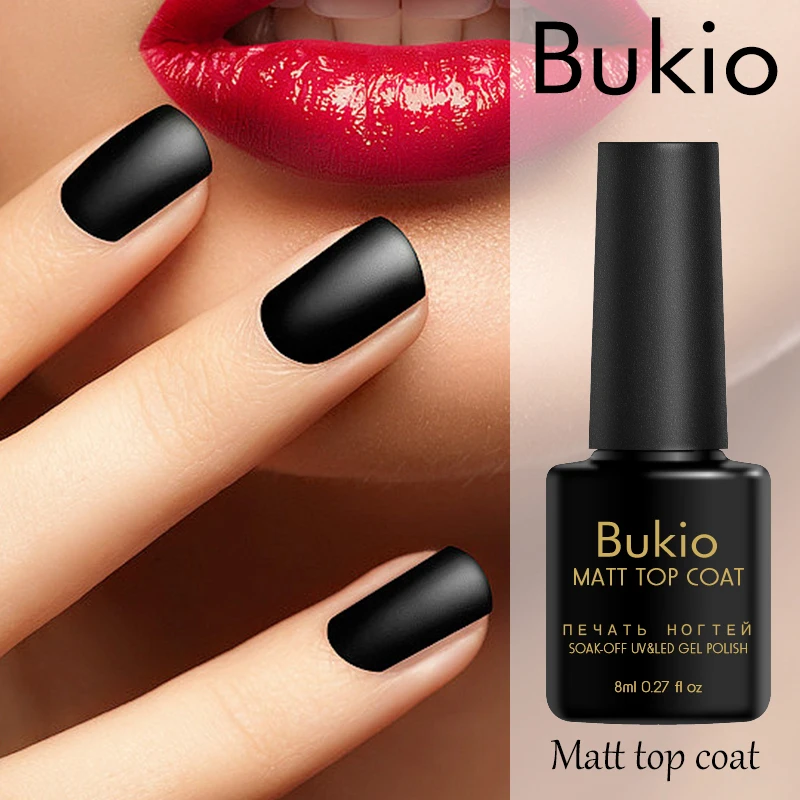 Матовый Гель лак Bukio верхнее покрытие для маникюра ногтей УФ и светодиодной лампы