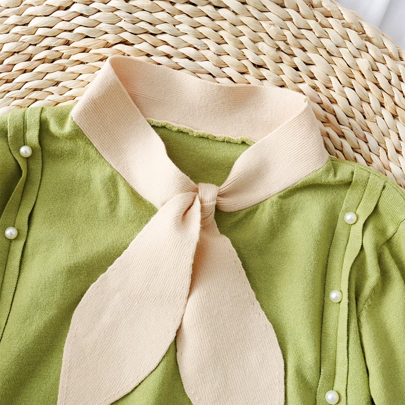 Женский Однотонный свитер Heliar повседневный с бантом на завязках украшенный