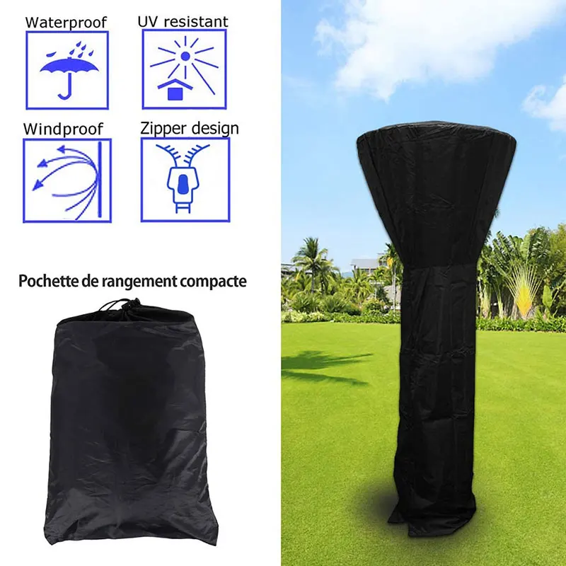 

NEW Outdoor Black Patio Heater Cover Oxford Fabrics Heavy Duty Protector Garden Waterproof Dust Cover for Patio Heater