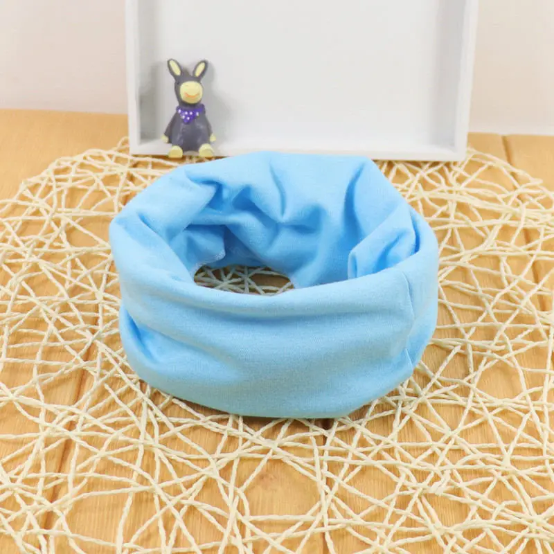 blue scarf Новинка года, осенняя шапка для детей, уличная танцевальная шапка в стиле хип-хоп, зимние теплые шапки, шарф для мальчиков и девочек, однотонные детские шапки - Цвет: blue scarf