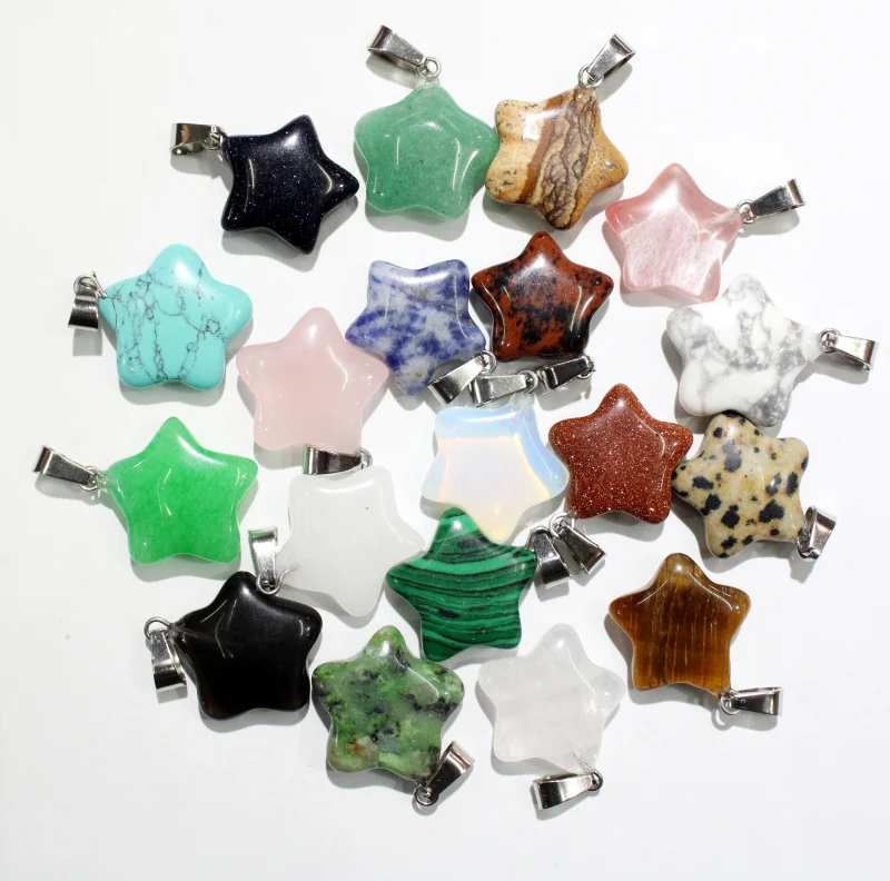 

wholesale 24PCS natural tiger eye stone pentagram charm star pendants for jewelry making necklace earring pendant accessories