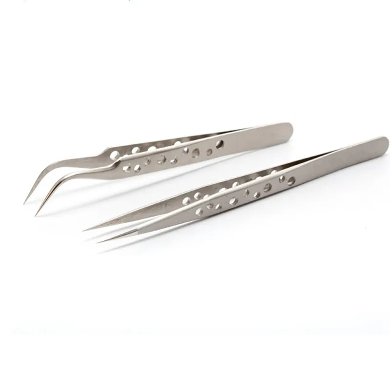 

Stainless Steel Eyelashes Extension Tweezers Professional For Lashes Extension Gold Decor Anti-static Eyebrow Eyelash Tweezers