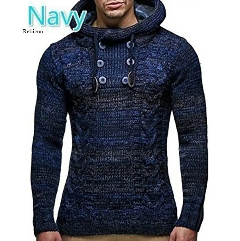 New Men's Hoodie 2021 Winter Men Warm Hooded Knitted Fashion Pullovers Sweatshirt Male Casual Brand Clothing