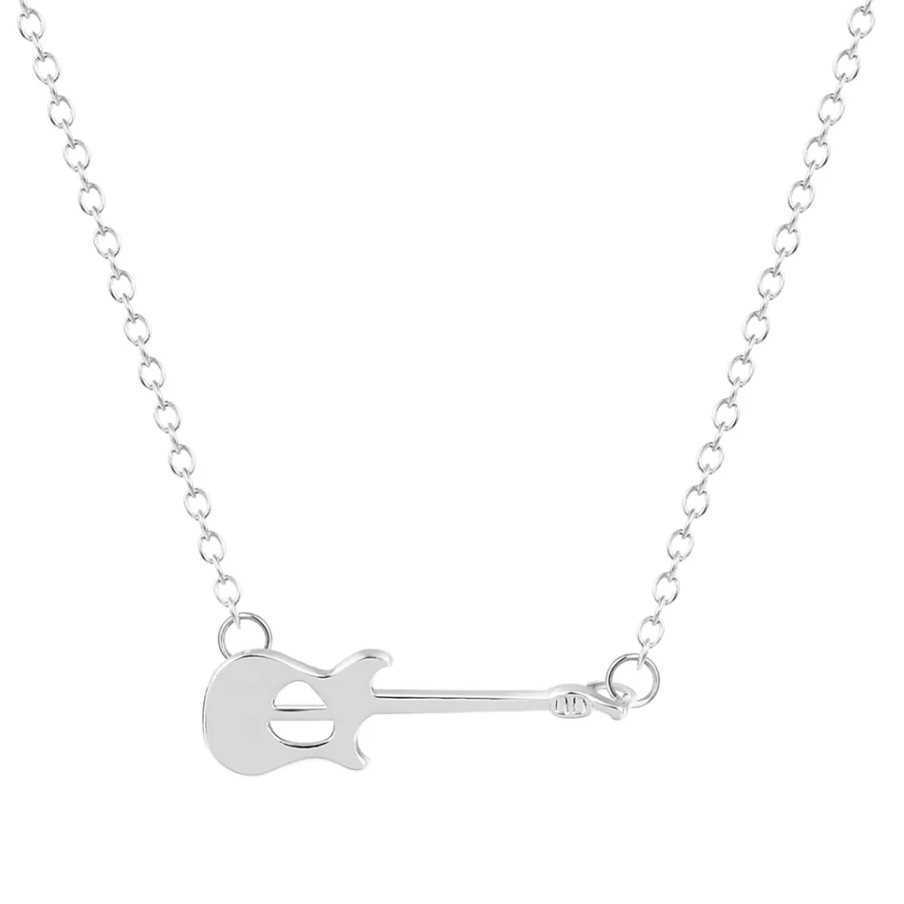 Панк музыка гитара кулон ожерелья для женщин Золотая Мода лазерное ожерелье и