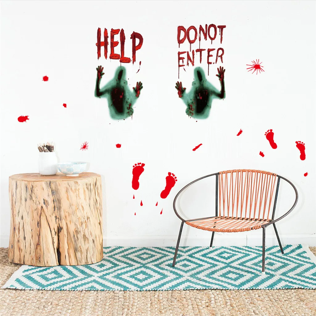 2 шт. помощь зомби не входите в стену наклейка для ног домашняя комната с принтом