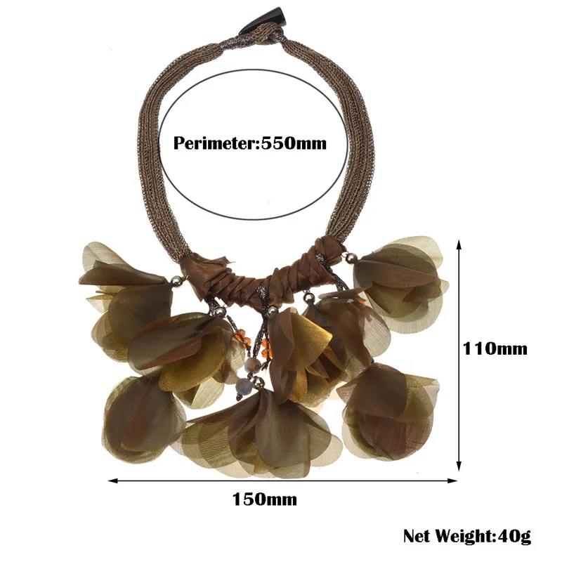 Массивное ожерелье с крупным цветочным кулоном 5 цветов модное ручной работы