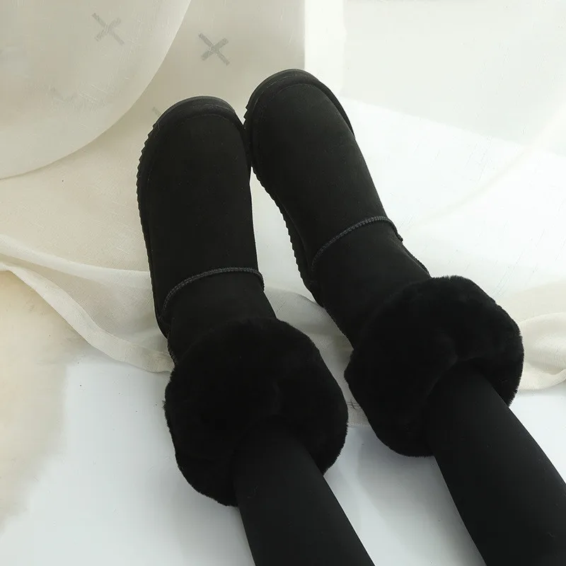 Женские высокие сапоги из 100% натуральной овечьей кожи зимние женские для снега