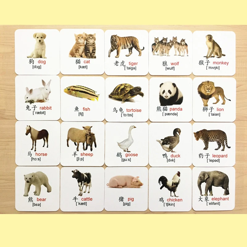 Детские английские телефонные карточки с животными Монтессори Обучающие для