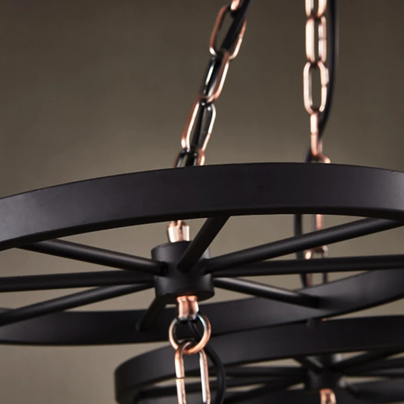 Goede Retro Industriële Stijl Kroonluchter Koffie Restaurant Bar Eettafel Loft Creatieve Persoonlijkheid Drie Smeedijzeren Wiel Lampen