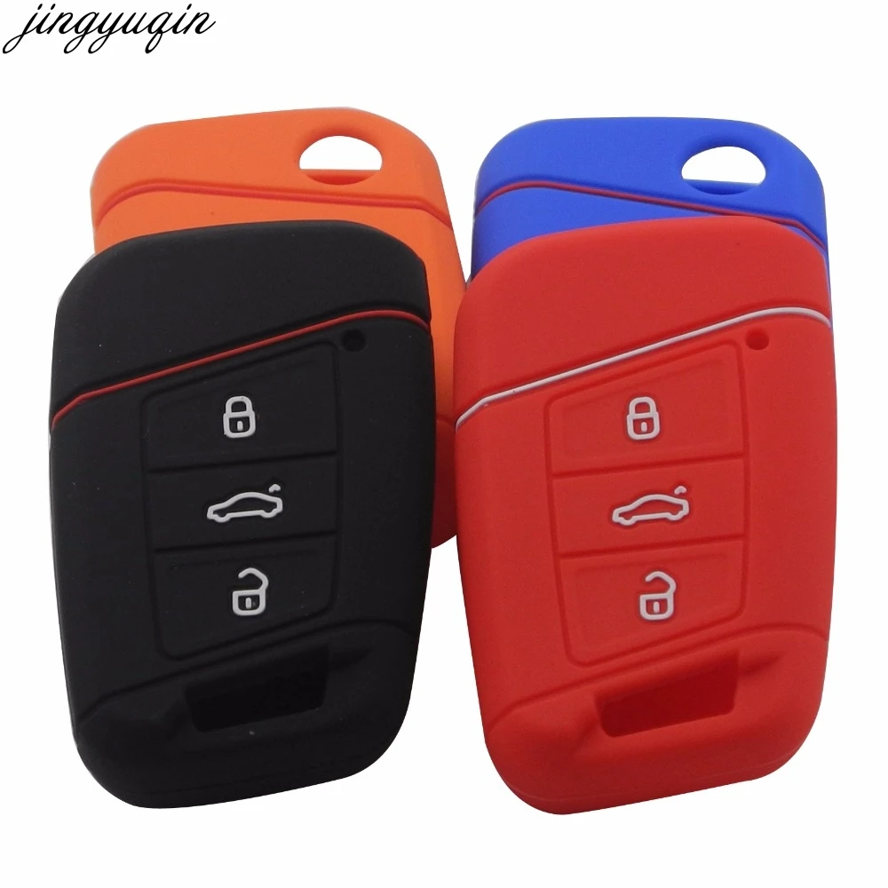 

15 шт./лот 3 BTNS силиконовый автомобильный брелок для ключей чехол для Volkswagen VW Magotan Passat B8 Skoda A7 Smart Remote
