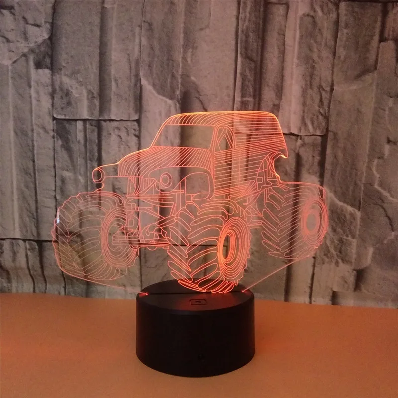 3D ночники в виде трактора для детей светодиодный сенсорный светильник 7 цветов