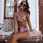 Пикантный комплект бикини с высокой талией и оборками, новинка 2021, купальник на одно плечо, женский купальный костюм с цветочным принтом, пляжная одежда, бикини