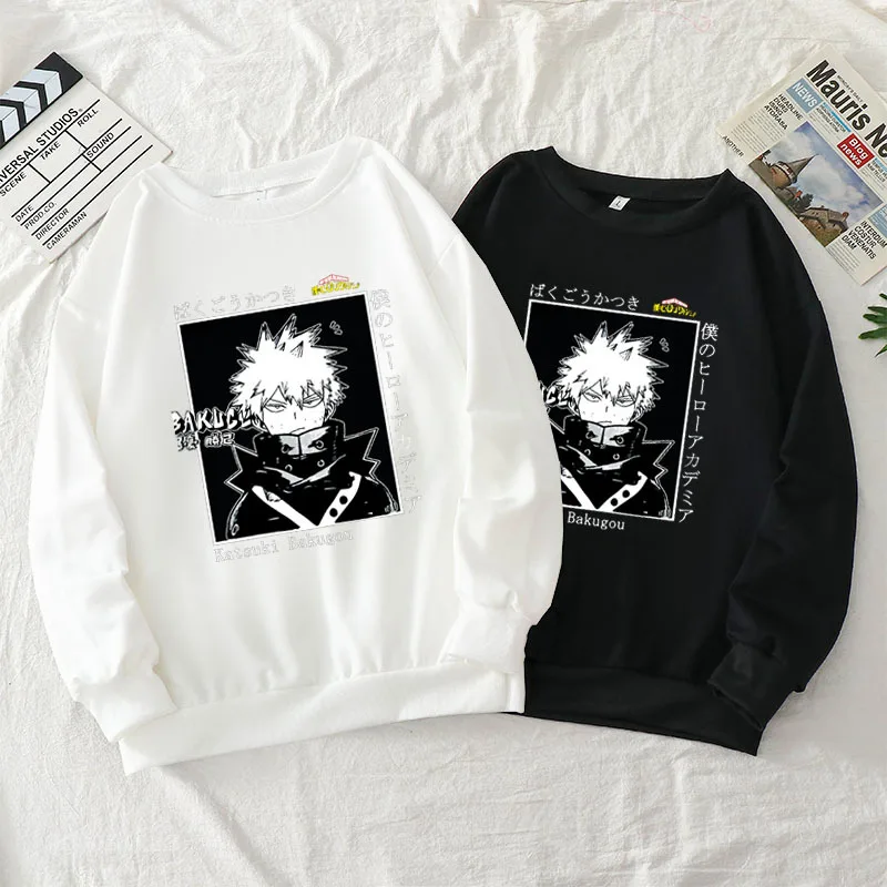 

Anime My Hero Academia Katsuki Bakugou Men/Women Cotton Crew Neck Pullover Casual Loose Unisex Sweatshirt Streetwear Harajuku