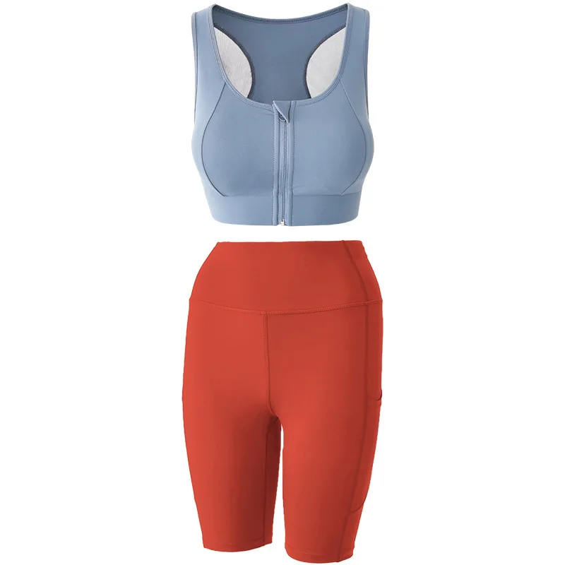 

Women's sports fitness and leisure suits, zipper underwear, tight shorts, thin women