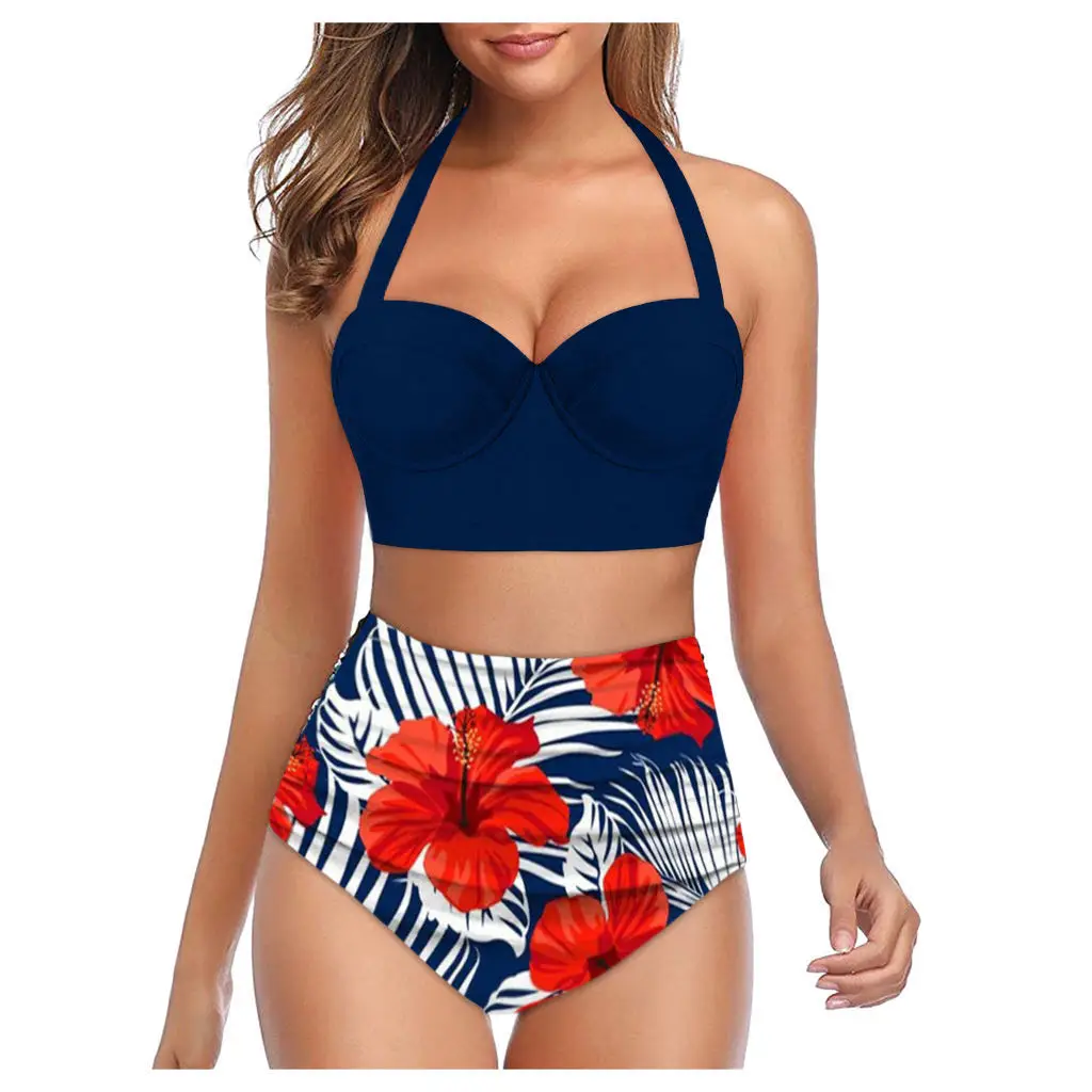 

Fashion Print Dot Bikini Set Women Two Piece Swimsuit Plus Size Swimwear Beach Wear Sexy Backless Bikini Tight Swim Bathing Suit