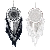 feather dream catcher wind chimes 40cm large round metal ring circle lace wall hanging dreamcatcher wedding bedroom decorations