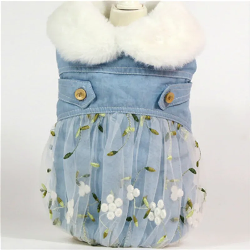 Зимняя одежда для домашних животных собак джинсовое пальто куртка джинсовый