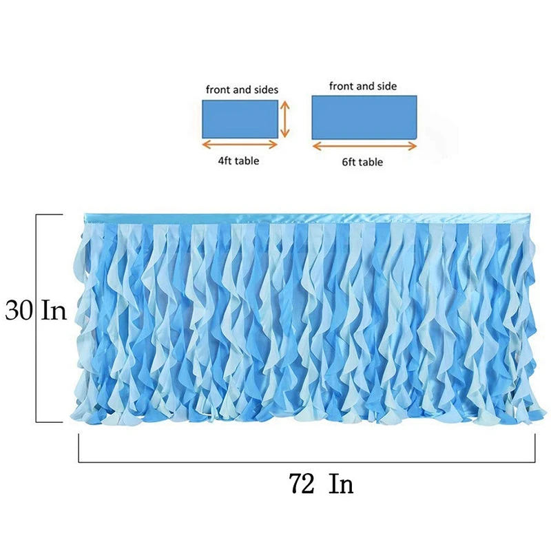 Смешанная синяя юбка для стола с оборками прямоугольная или круглая настольная