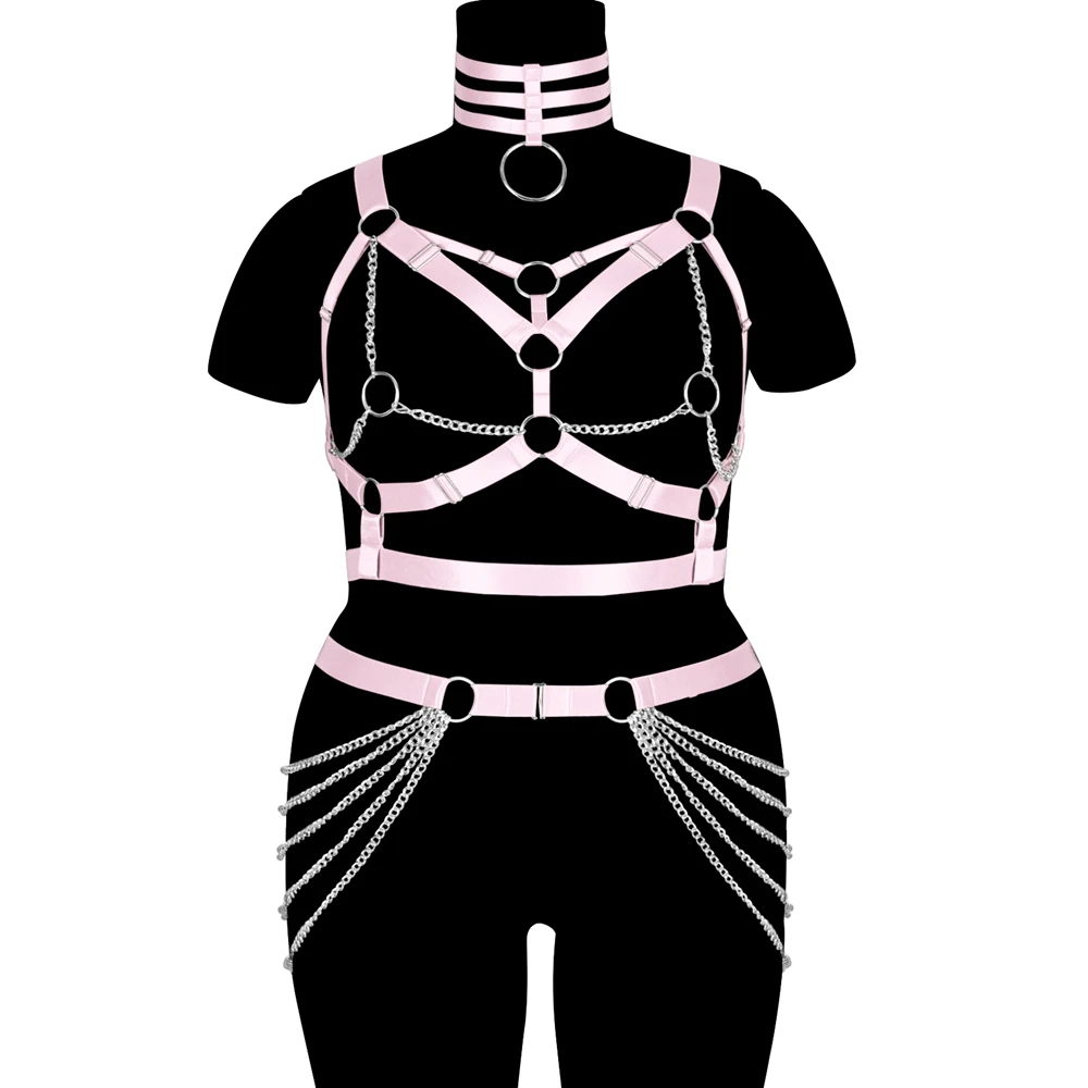 

Harness Straps Exotic Chain Accessories Plus Size Lingerie Busty Women Bodysuit Bondage Cosplay Sexy Gothic Style Suspender Belt