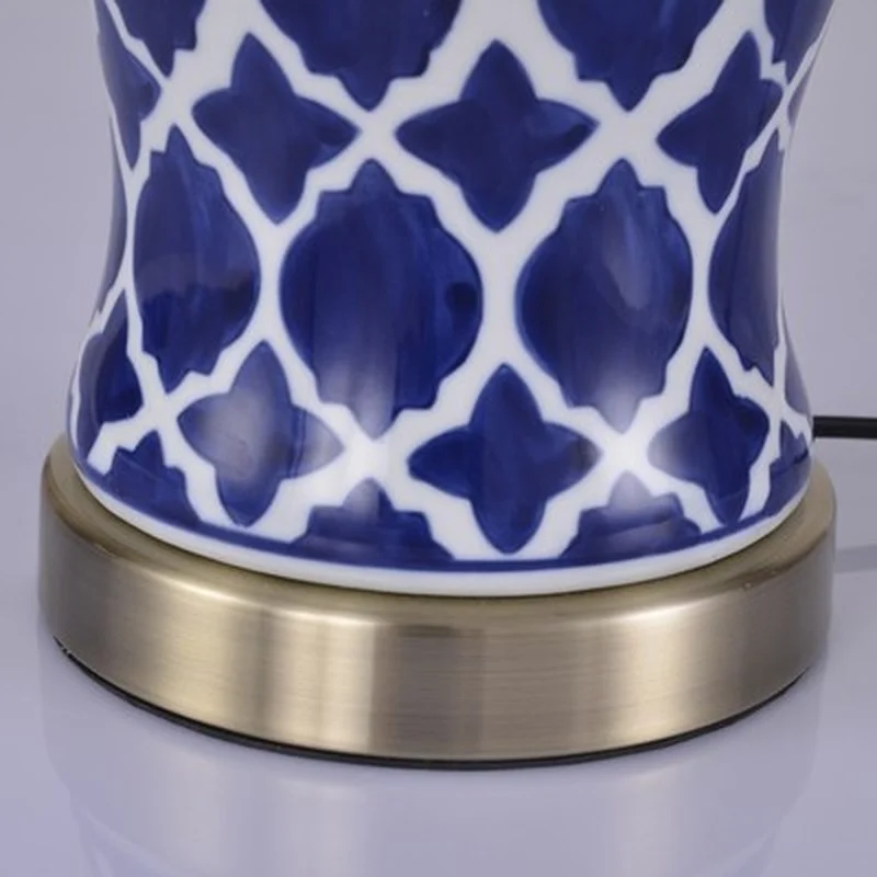 led e27 Chinese Iron Fabric Ceramic Blue White LED Lamp.LED Light.Table Lamp.Desk Desk Lamp For Bedroom Foyer | Лампы и освещение