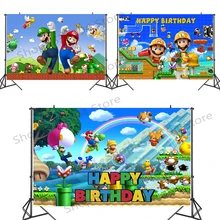 Super Marios Bros Party Backdrops Childrens Birthday Party Photography Background Cloth Wall Hanging Decoration Theme Supplies