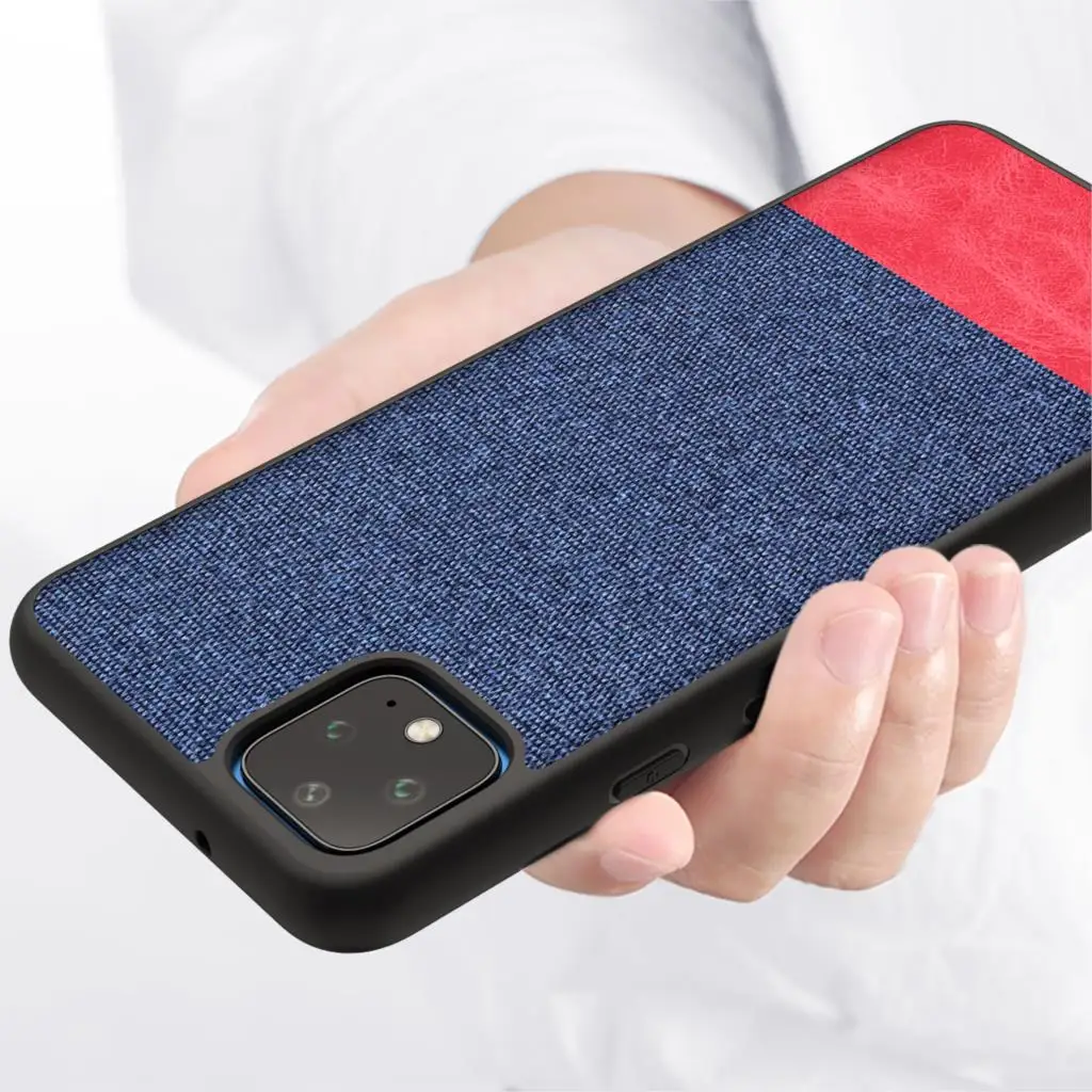 Для Google Pixel 4 XL чехол Мягкие силиконовые края + жесткую Ткань текстуры кожи