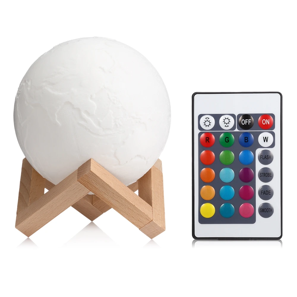 3D светильник настольная лампа с принтом земли цветная Луной перезаряжаемая