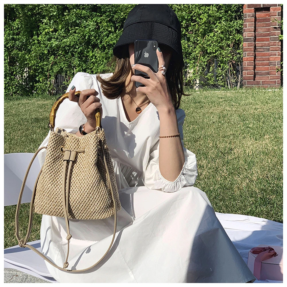 

Straw Bucket Bag 2021 Summer Fashion Crossbody Bags For Women Handbags Sacs A Bandouliere Torebka Damska Bolsos Para Mujer Canta
