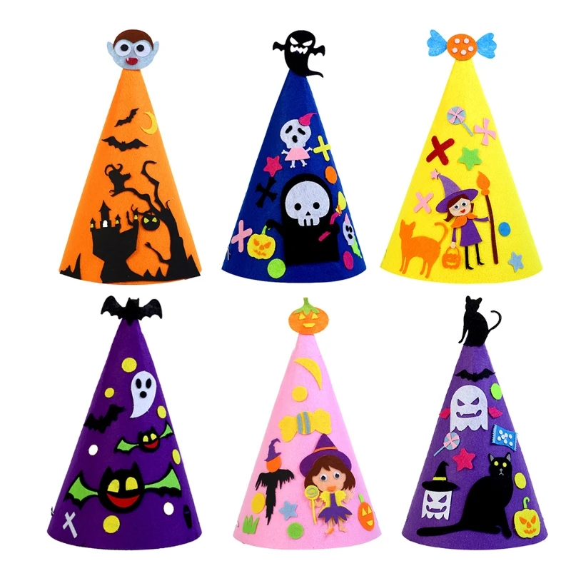 

03KD DIY Hat Craft with Pre-Cut Pieces & Back Glue Children’s Halloween Party Supply