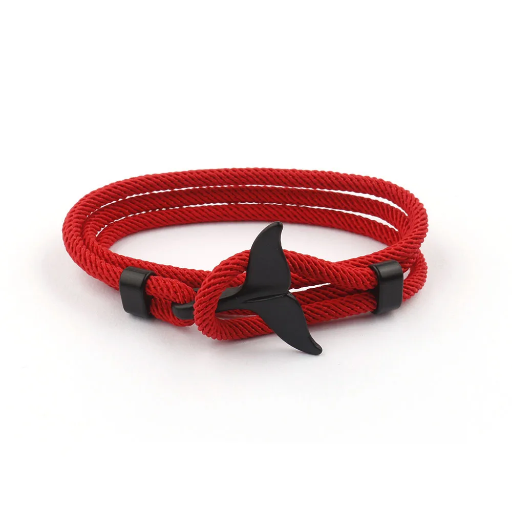 

Fashion Whale Tail Anchor Bracelets Men&Women Charm Nautical Survival Rope Chain Bracelet Male Wrap Metal Hooks