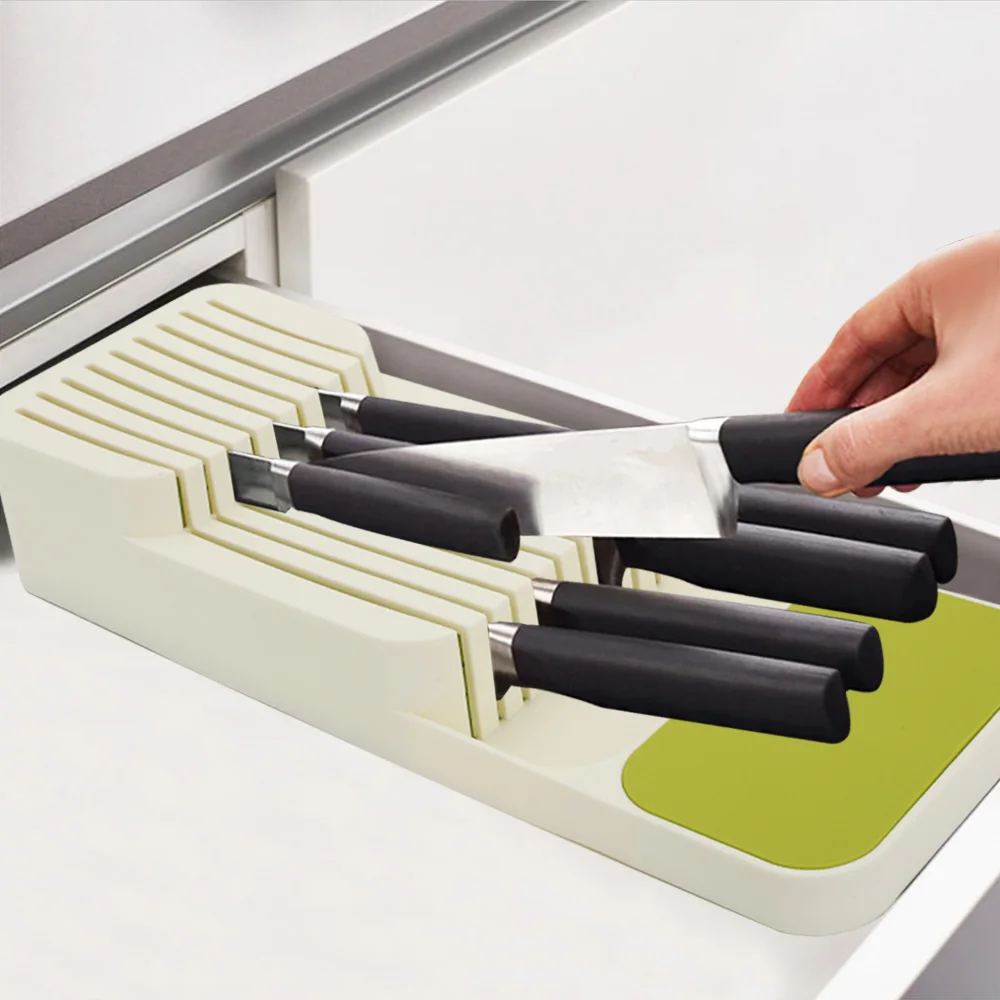 Cutlery Storage Box Tray Knife Holder Tableware Organizer Spoon Fork Drawer Plastic Container Block |